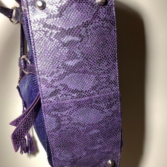 Vintage Whiting & Davis Purple Mesh and Snakeskin Embossed Leather Bag - Picture 13 of 13